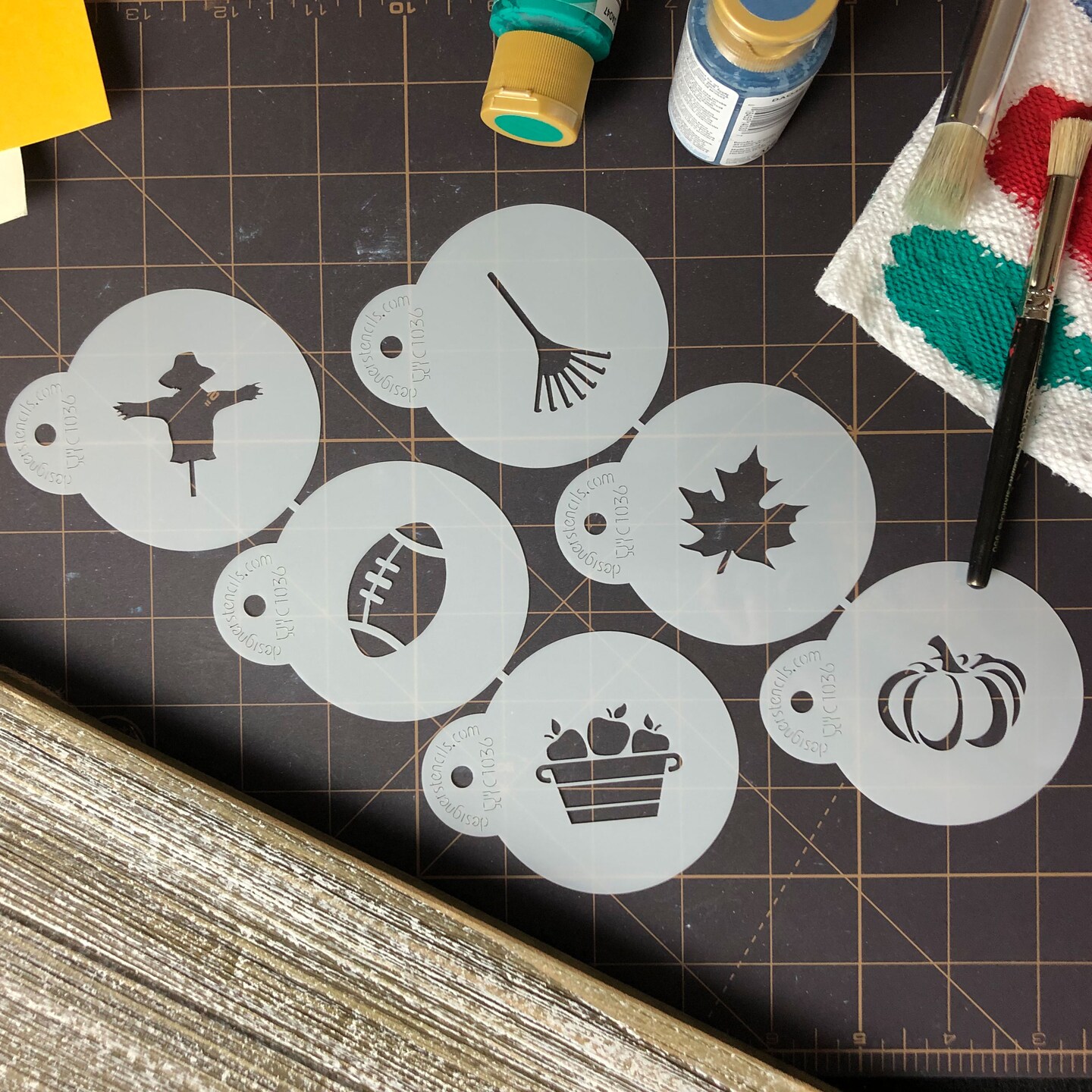 Fall Autumn Season Cookie &#x26; Cupcake Top Stencil Set | C1036 by Designer Stencils | Cookie Decorating Tools | Baking Stencils for Royal Icing, Airbrush, Dusting Powder | Reusable Plastic Food Grade Stencil for Cookies | Easy to Use &#x26; Clean