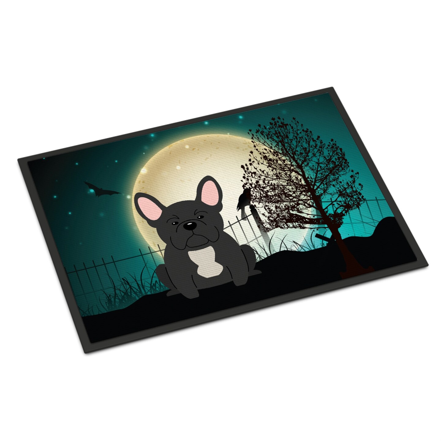 &#x22;Caroline&#x27;s Treasures Halloween Scary French Bulldog Black Indoor or Outdoor Mat 18x27 BB2204MAT 18 x 27&#x22;&#x22; Multicolor&#x22;
