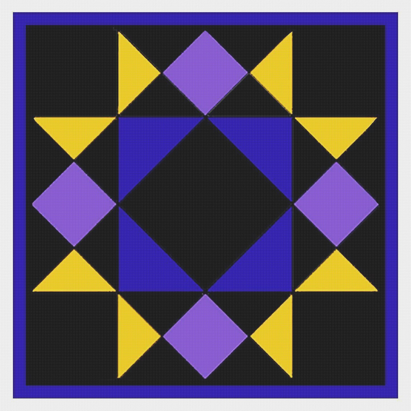 Amish Squares and Star Inspired Amish Quilt Counted Cross Stitch Pattern