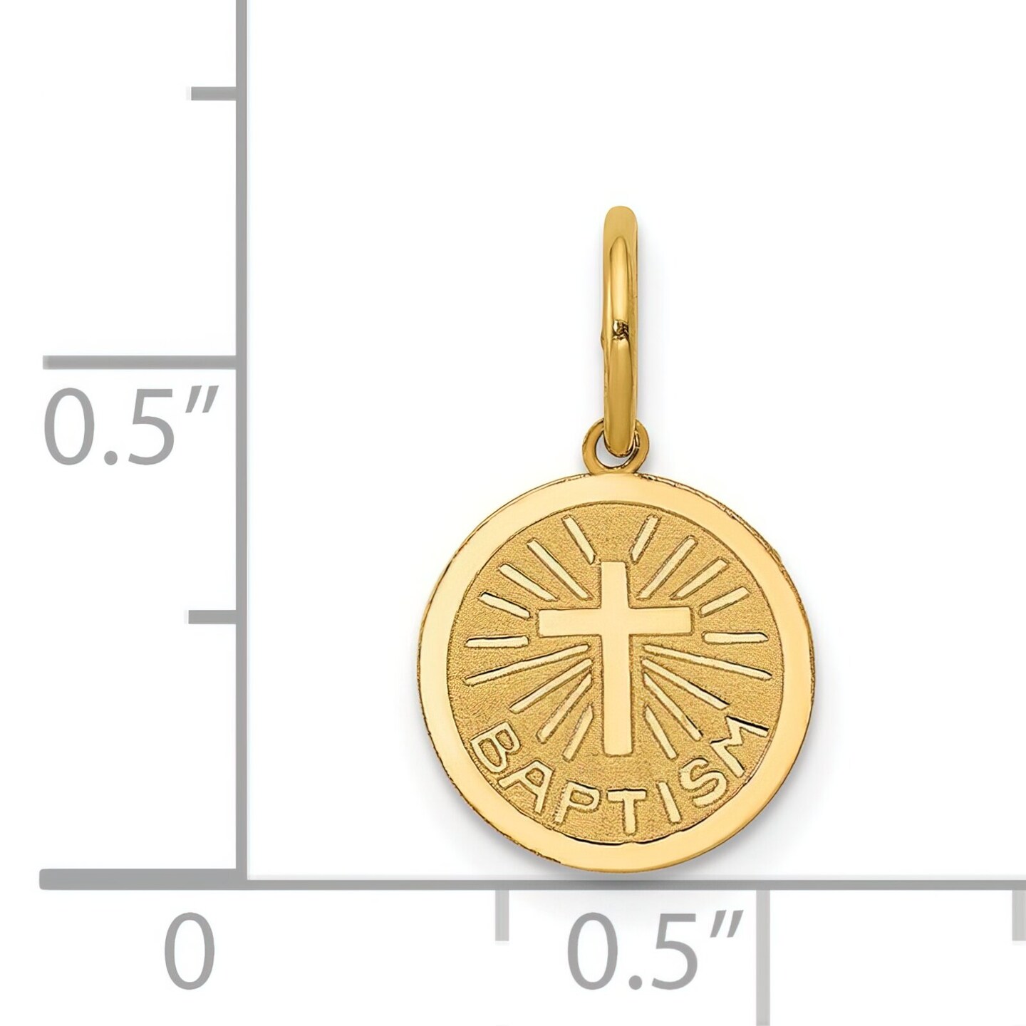 14K Gold Baptism Cross Charm Religious Pendant
