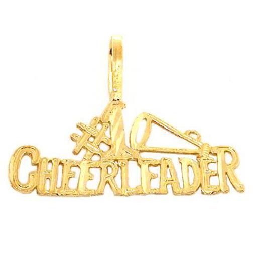 14K Gold #1 Cheerleader Charm Sports 18&#x22; Chain Jewelry