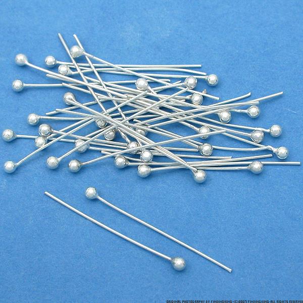 40 Silver Head Pins Wire Pin Beading Jewelry Ear 25 Ga