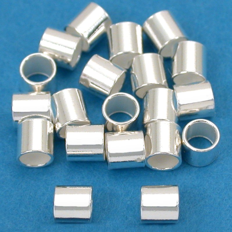 20 Large Sterling Silver Crimp Beads Tube Jewelry 3x3mm