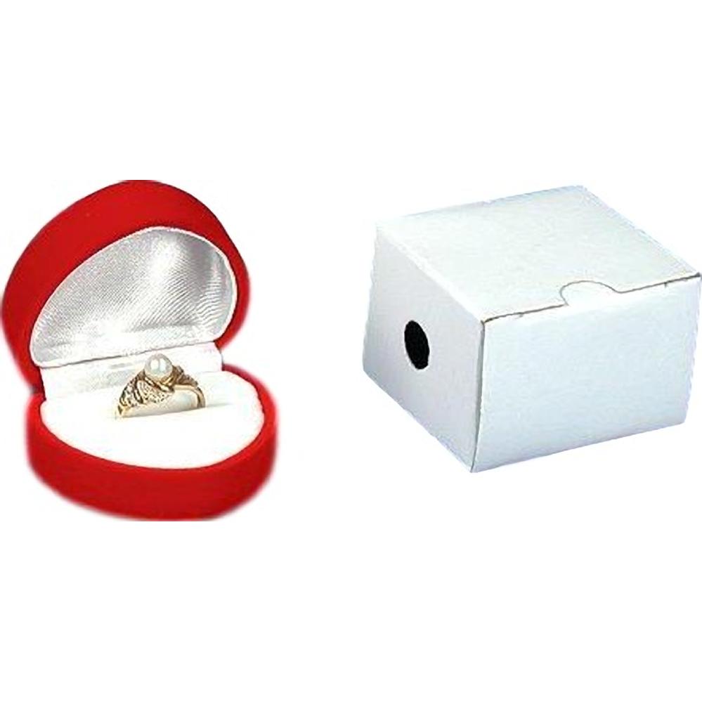 12 Red Flocked Ring Heart Gift Boxes Jewelry Displays