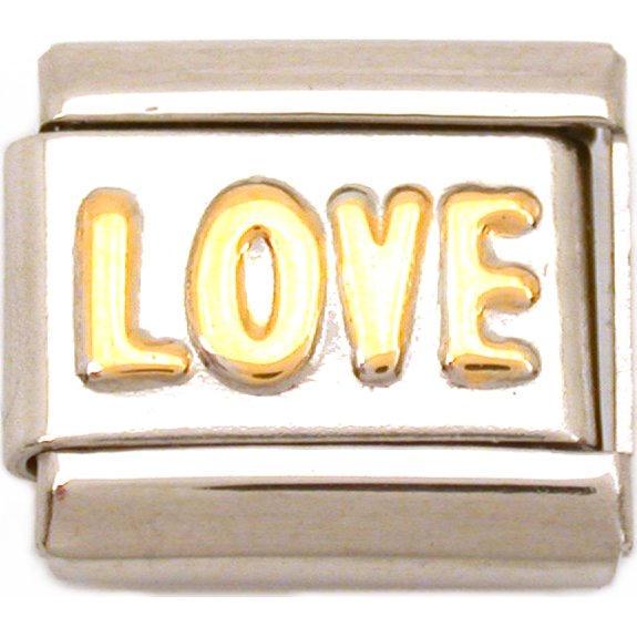 Love Italian Charm Gold Plated   9mm