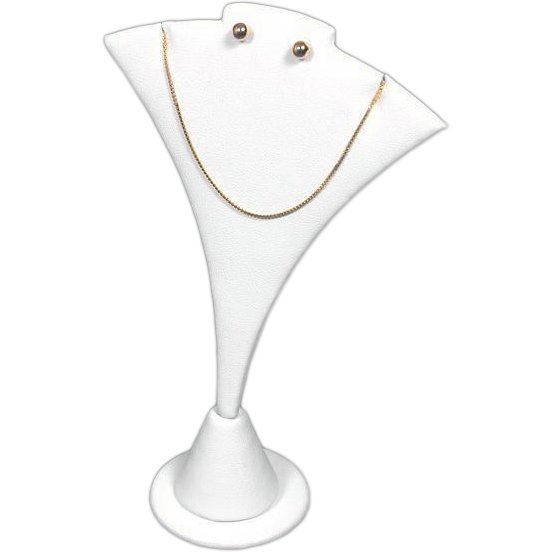 3 White Combo Necklace &#x26; Earring Stand Jewelry Display
