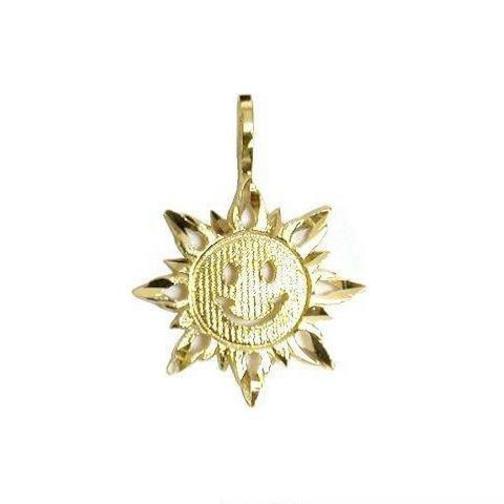Sun Charm 19.5mm &#x26; 18&#x22; Chain 14k Gold
