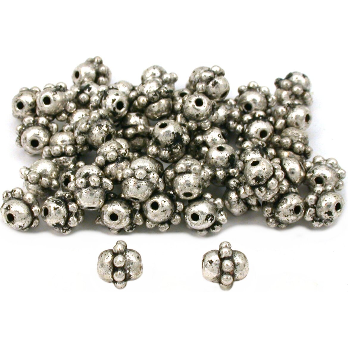 Barrel Bali Beads Antique Silver Plated 7mm Approx 50