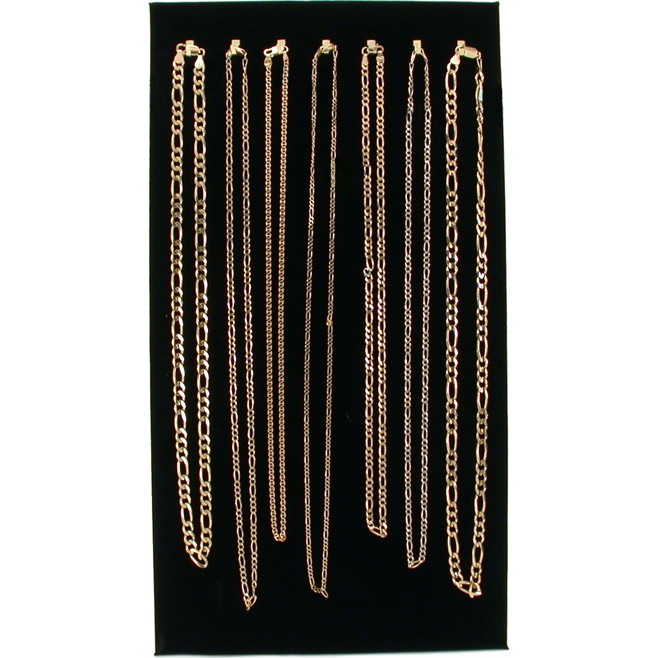 7 Hook Black Velvet Necklace Display Chain Pad 14 1/8&#x22;