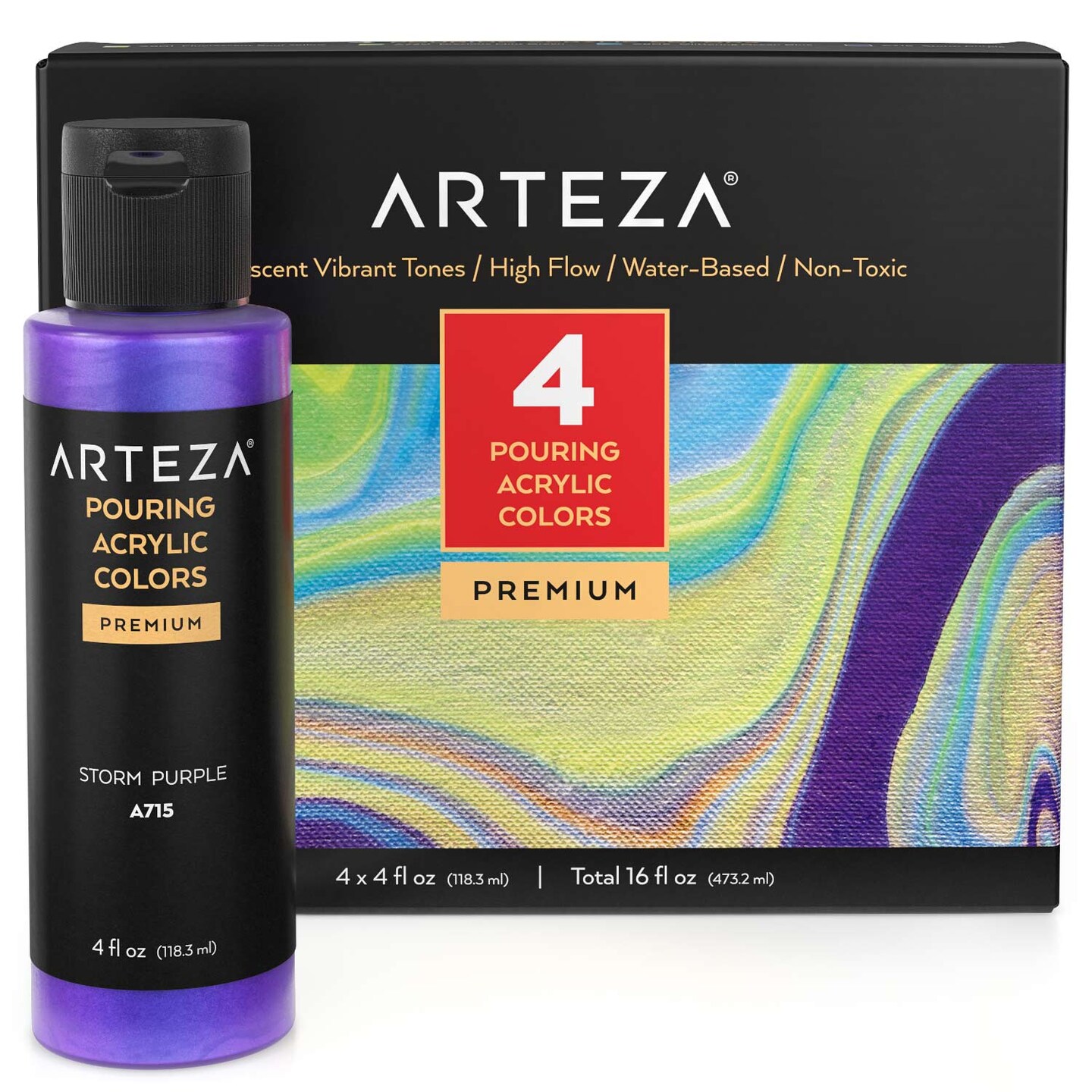 Arteza Iridescent Pouring Acrylic Paint Set Vibrant Tones 118ml 4 Pack Acrylic Paint Michaels