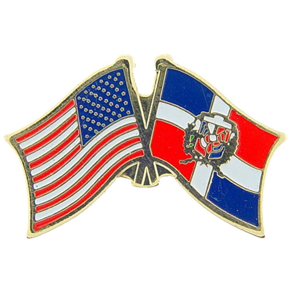 American &#x26; Dominican Republic Flags Pin 1&#x22;