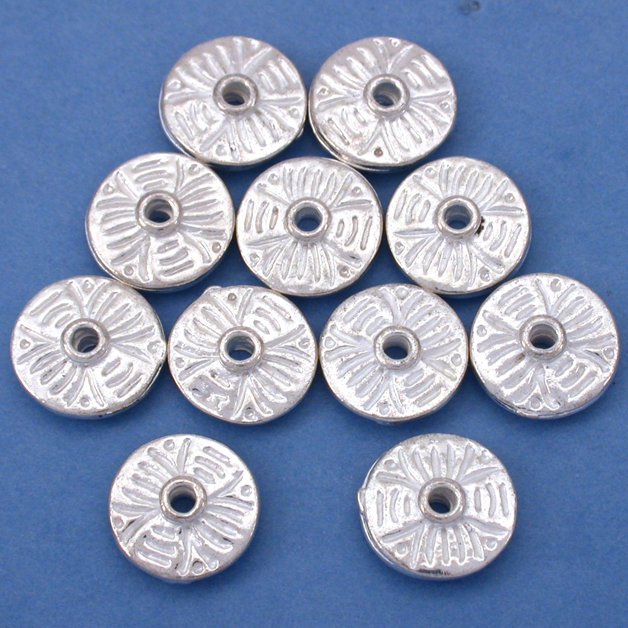 15g Fluted Flower Saucer Beads Silver Plt 11.5mm App 10