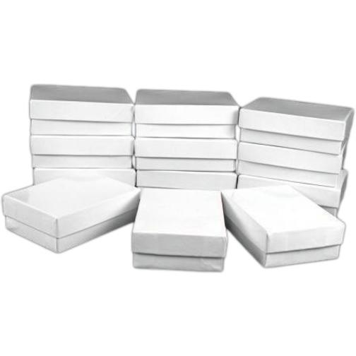 12 Cotton Boxes White Pendant Chain Jewelry Displays 3.25&#x22;