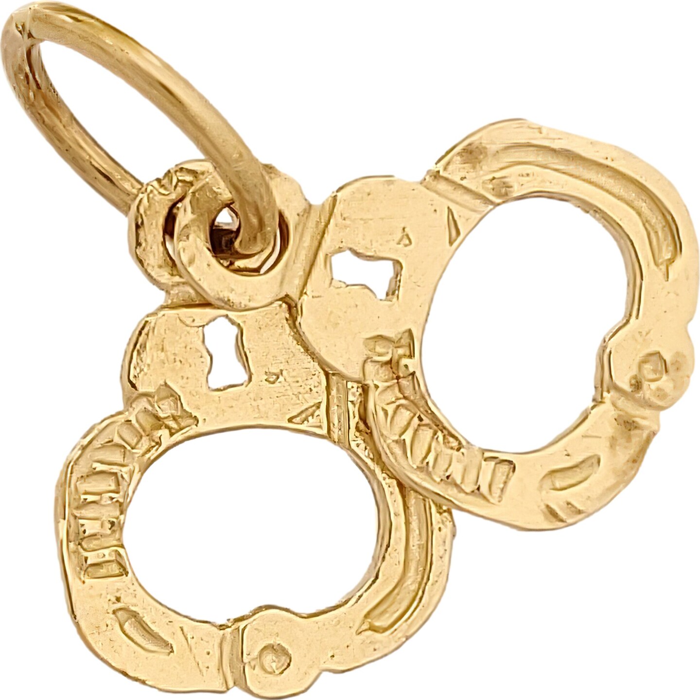 14K Gold Handcuffs 8mm Charm 18&#x22; Chain Jewelry