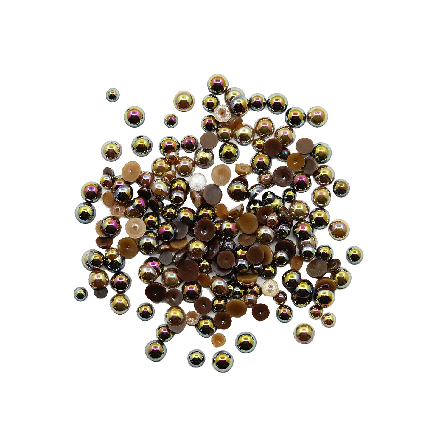 Buttons Galore Flat Back Half Pearls in AB Finish - Multiple Color Assortments - 36 Grams