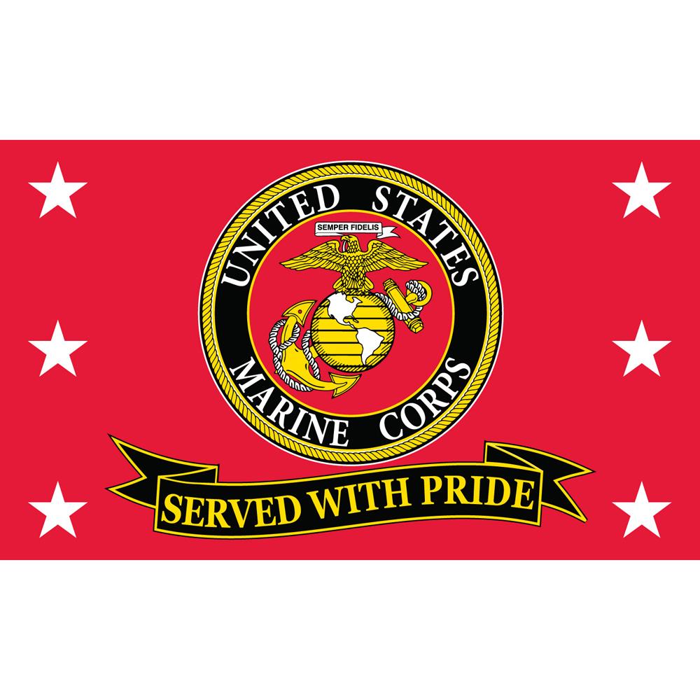 United States Marine Corps Served With Pride Flag with Grommets 3ft x 5ft