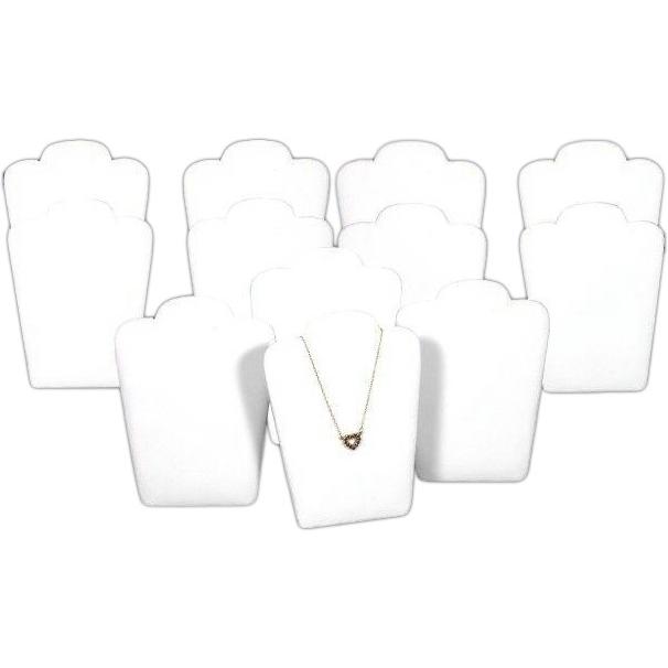 12 White Velvet Padded Necklace Pendant Display Bust Easels 5.25&#x22;