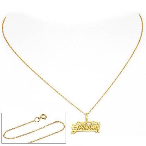 14K Gold We Love You Grandma Charm 18&#x22; Chain Jewelry