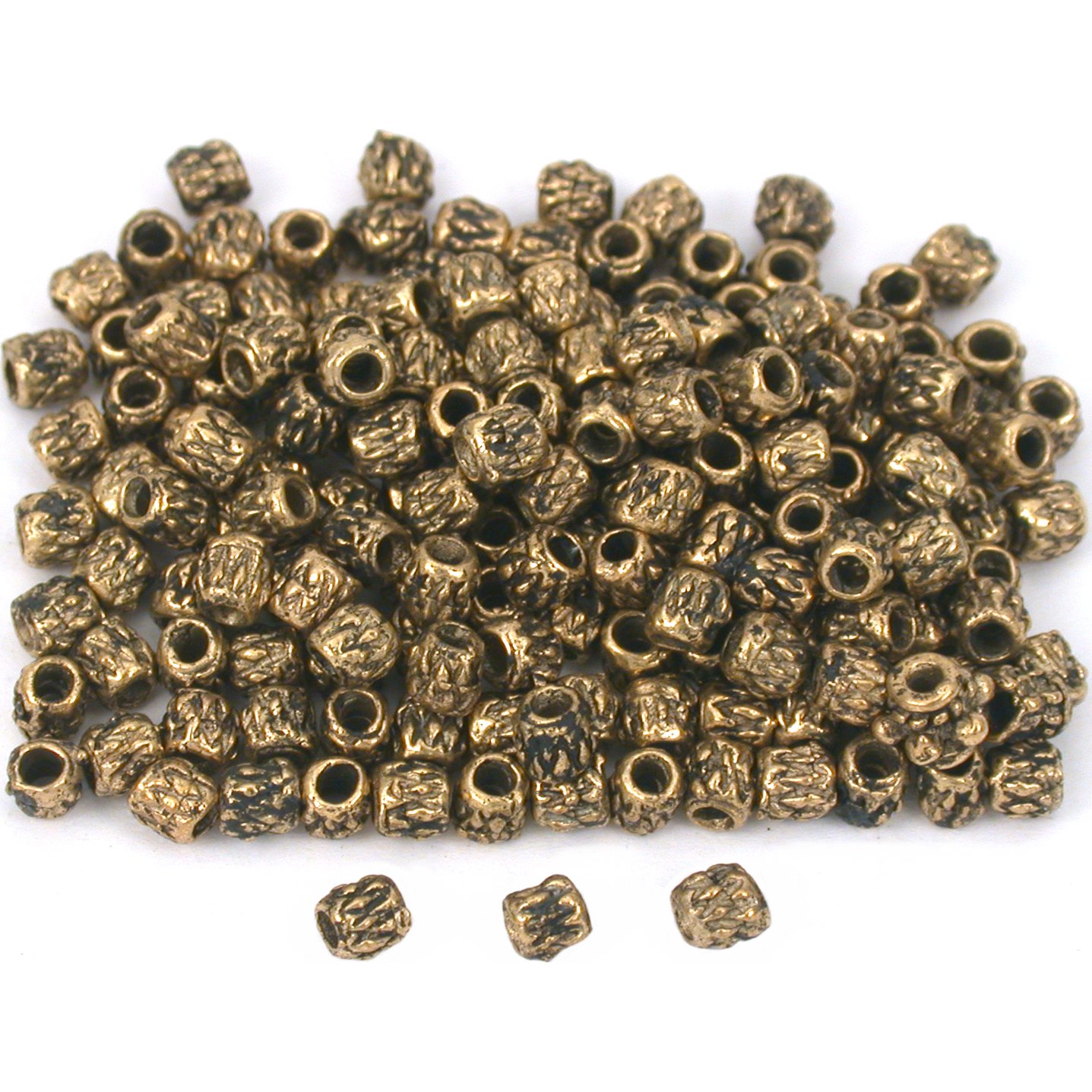 Bali Tube Beads Antique Gold Plated 3x3mm Approx 175