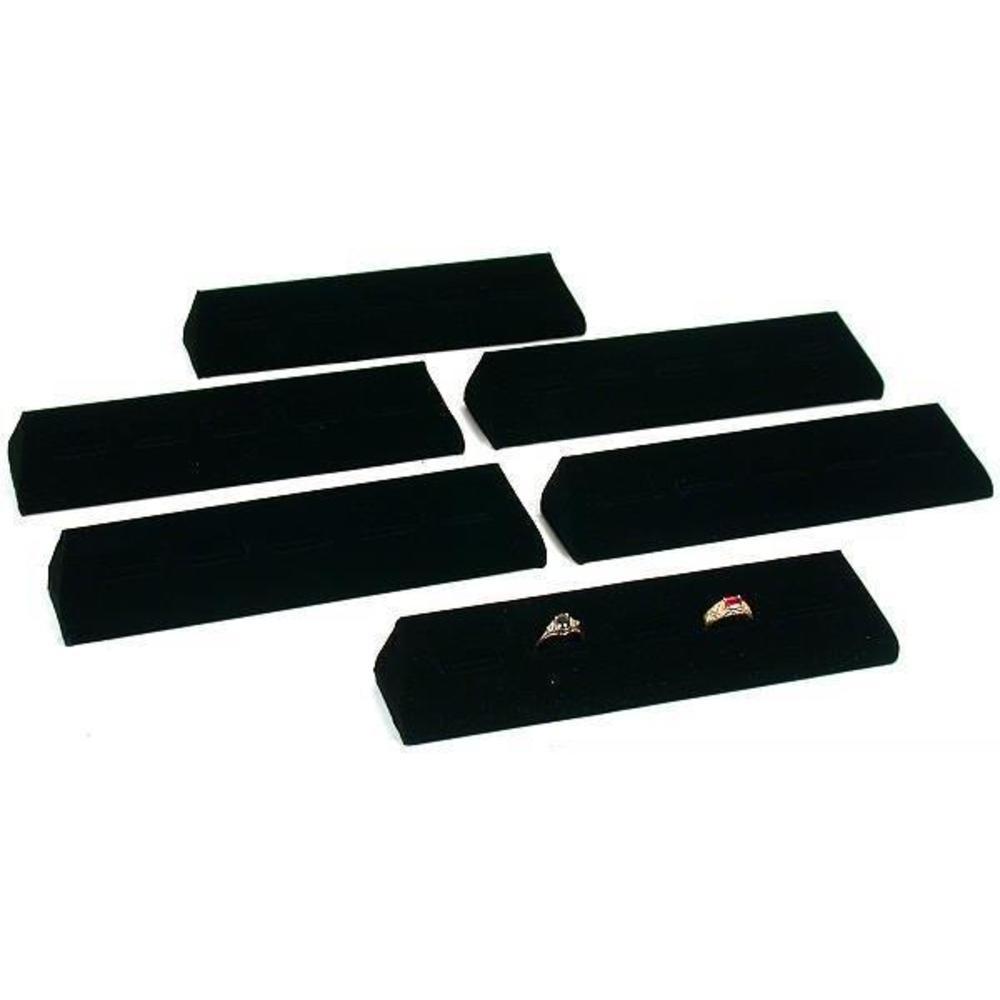 6 Black Velvet Ring Trays Jewelry Showcase Displays Stands