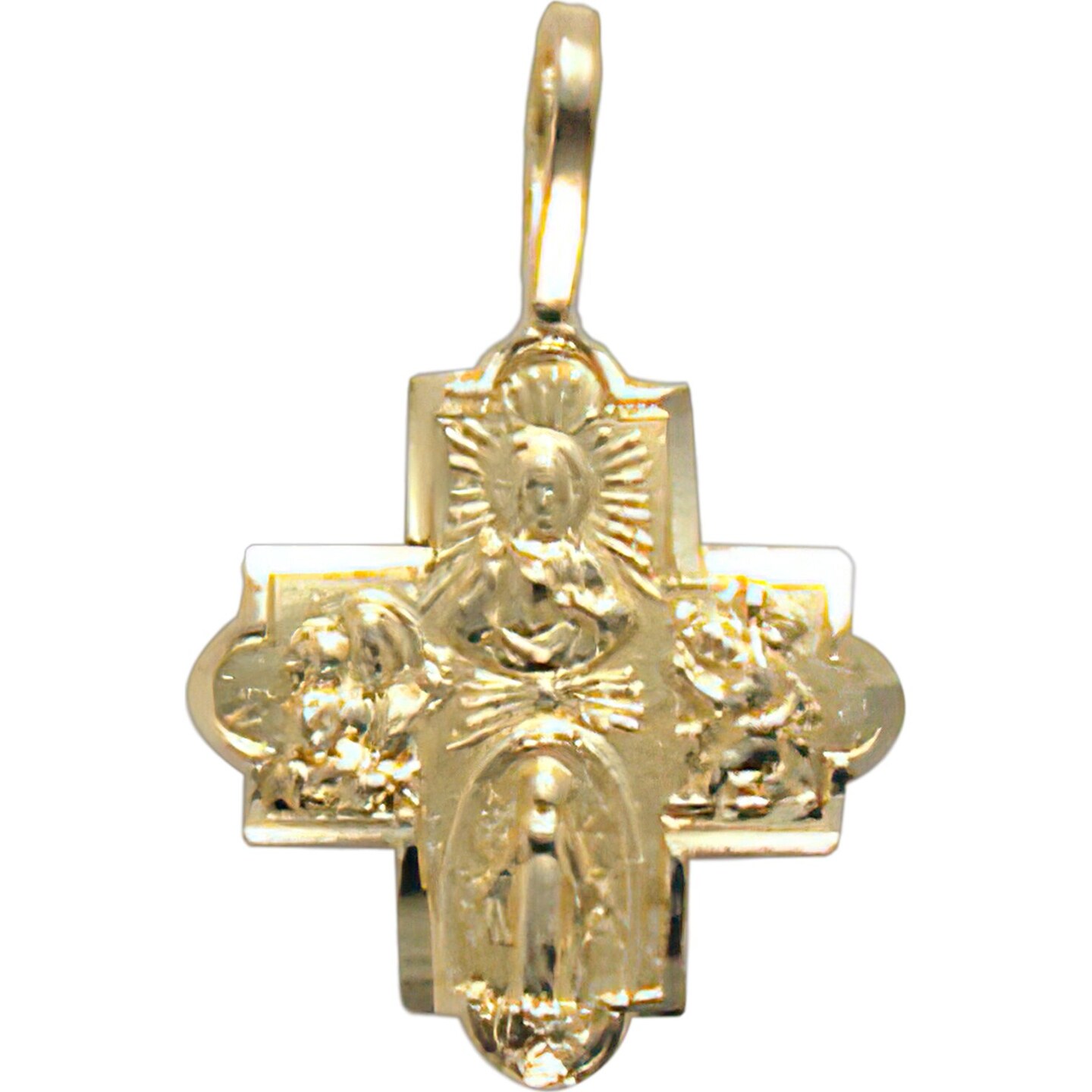 14K Gold Last Rites Cross Charm with 18&#x22; Gold Cable Chain &#x26; Gift Box