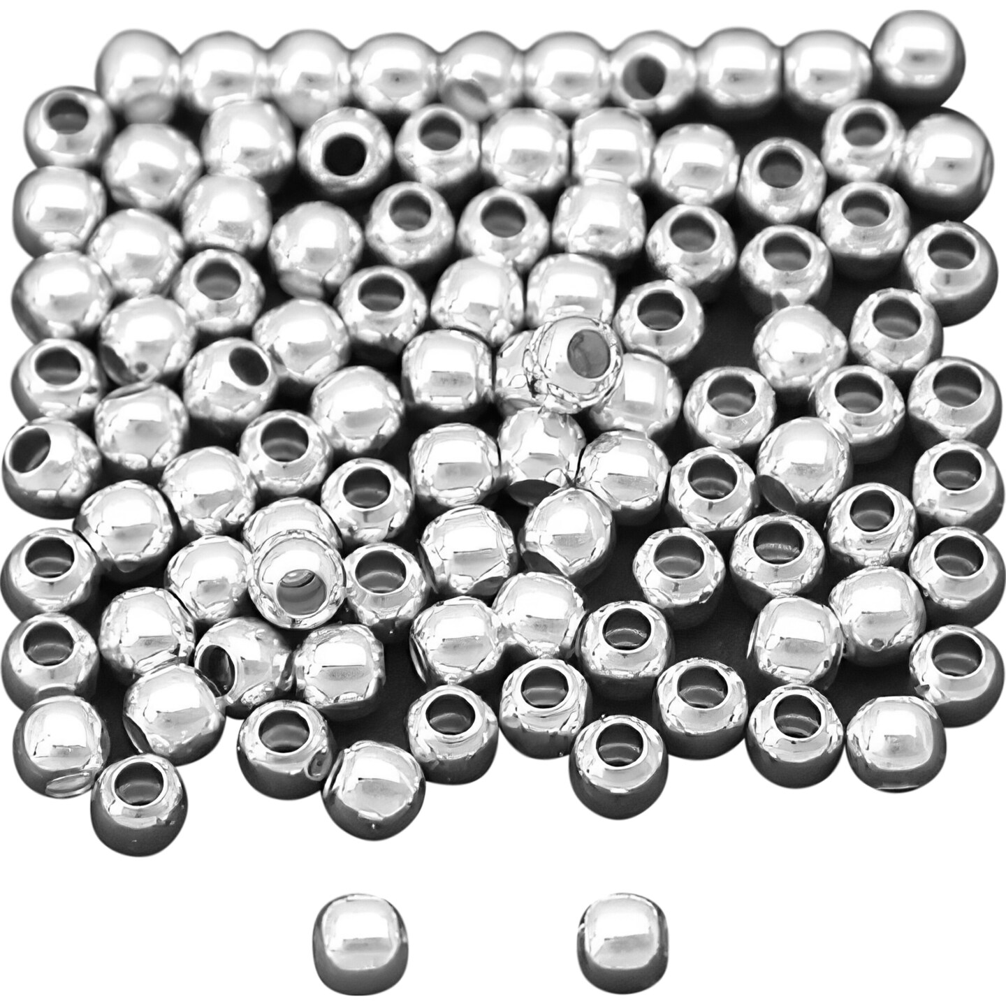 100 Sterling Silver Round Seamless Ball Beads Size 2mm