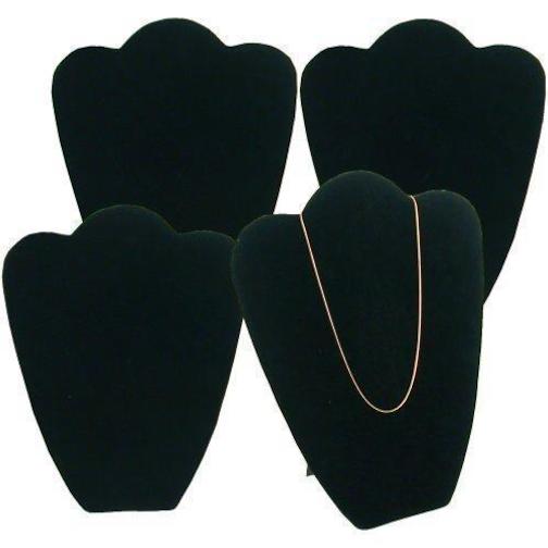 4 Black Velvet Padded Necklace Pendant Bust Showcase Displays 10 7/8"