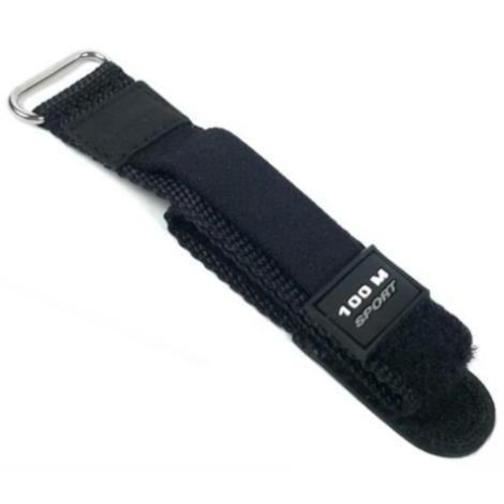 Sport Watchband Black Leather Nylon 19mm Hook &#x26; Loop