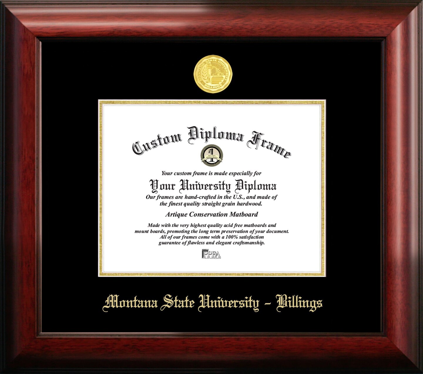 Montana State&#xA0;University&#xA0;Billings 8w x 6h Gold Embossed Diploma Frame