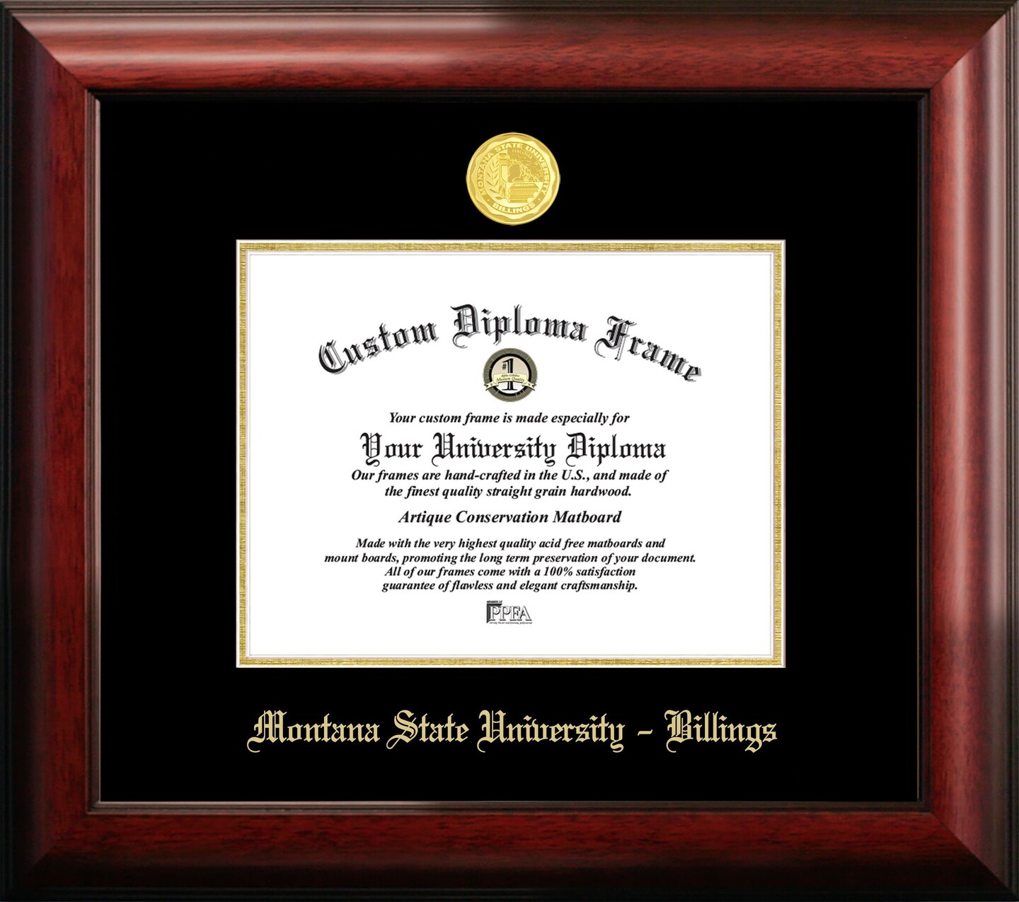Montana State University Billings 8w x 6h Gold Embossed Diploma Frame