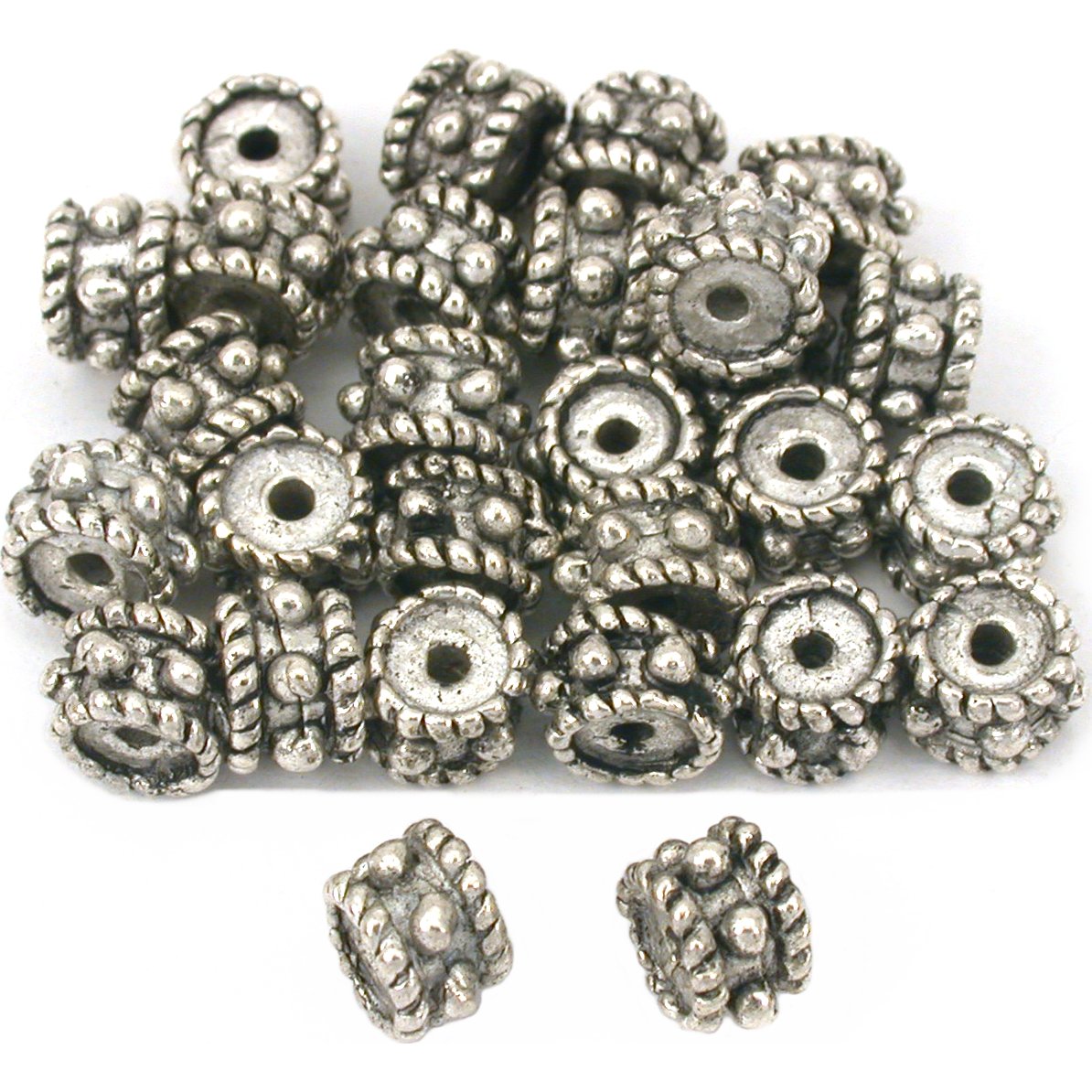 Rope Bali Spacer Beads Antique Silver Plt 6mm Approx 25