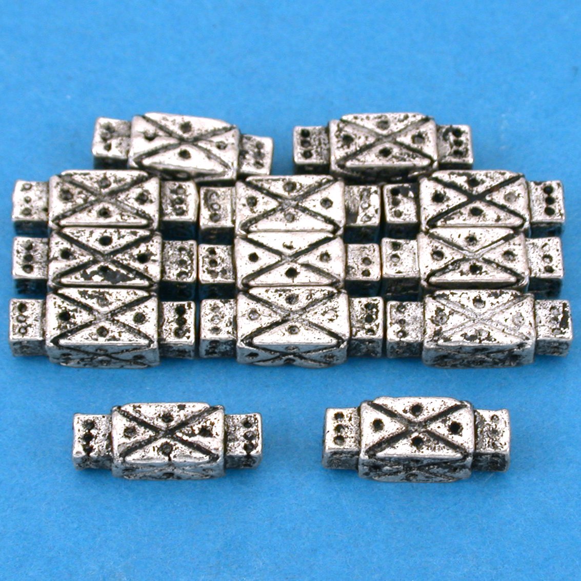 Rectangle Tube Beads Antique Silver Plt 13mm Approx 12