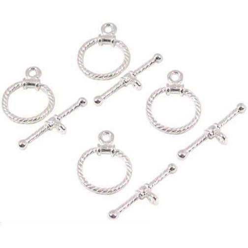 4 Sterling Silver Toggle Clasps Twist Jewelry Parts