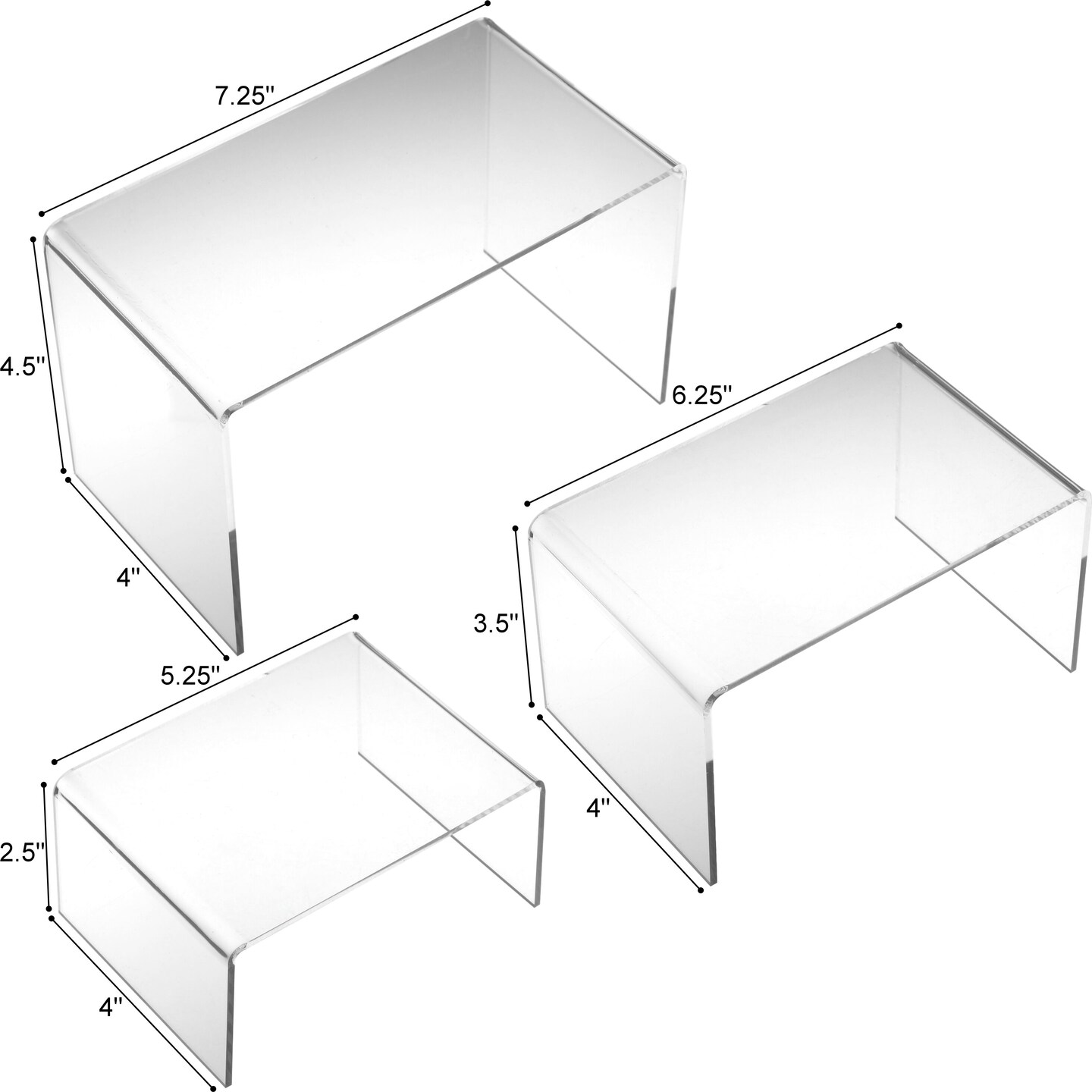 3 Piece Acrylic Riser Set (Medium Rectangle)