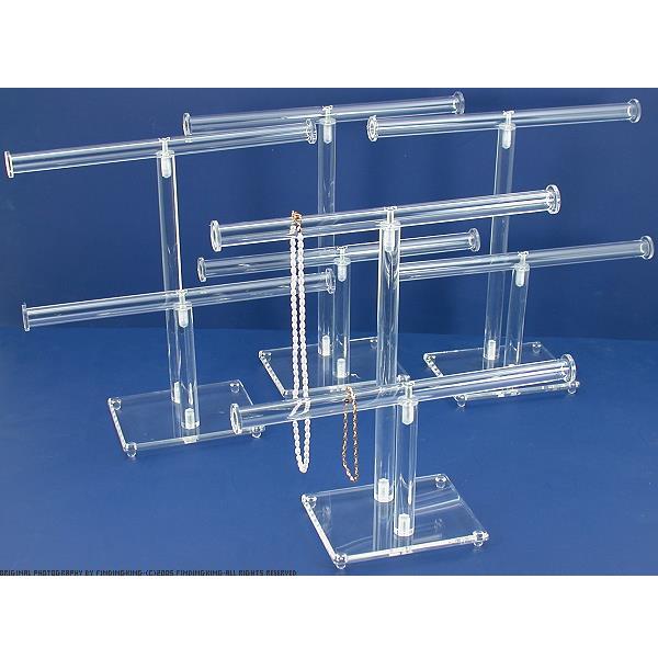 4 2 Tier Clear Acrylic T-Bar Bracelet Necklace Jewelry Displays Stands
