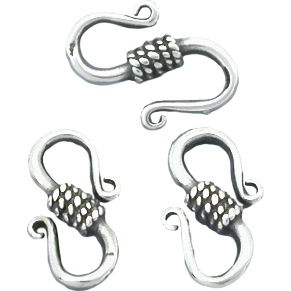 3 Sterling Silver Small Bali S-Hook Clasps Jewelry 14mm
