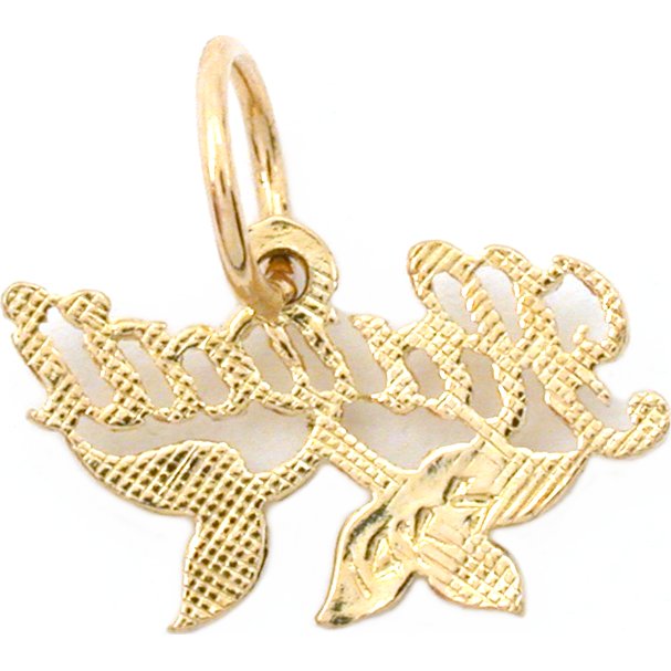 Hawaii &#x26; Leaves Charm 14k Gold 8mm
