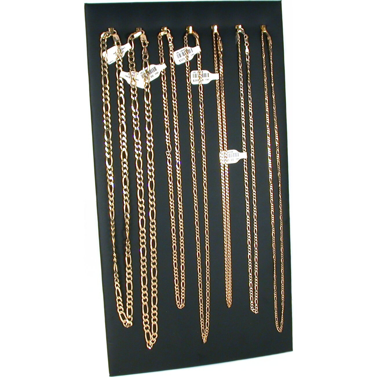 7 Hook Black Leather Necklace Chain Board Easel Display