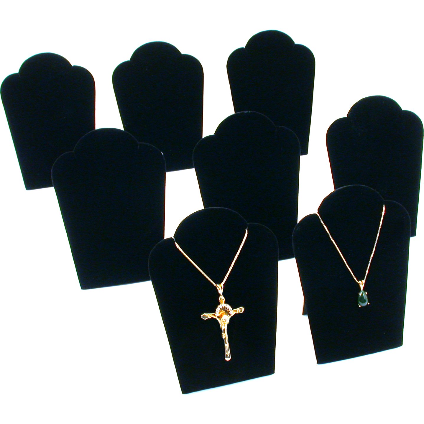8Pc Necklace Chain Display Pendant Black Velvet Jewelry Set 3 3/4&#x22; x 5 1/4&#x22;