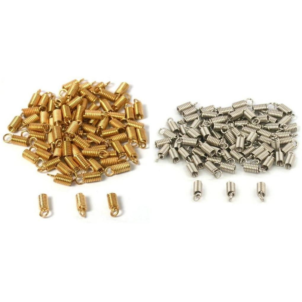 Gold &#x26; Nickel Plated Coil Cord End Caps Chain Connector findings Kit 150 Pcs