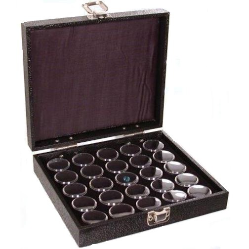 25 Black Gem Jars Box Coin Jewelry Display Travel Tray