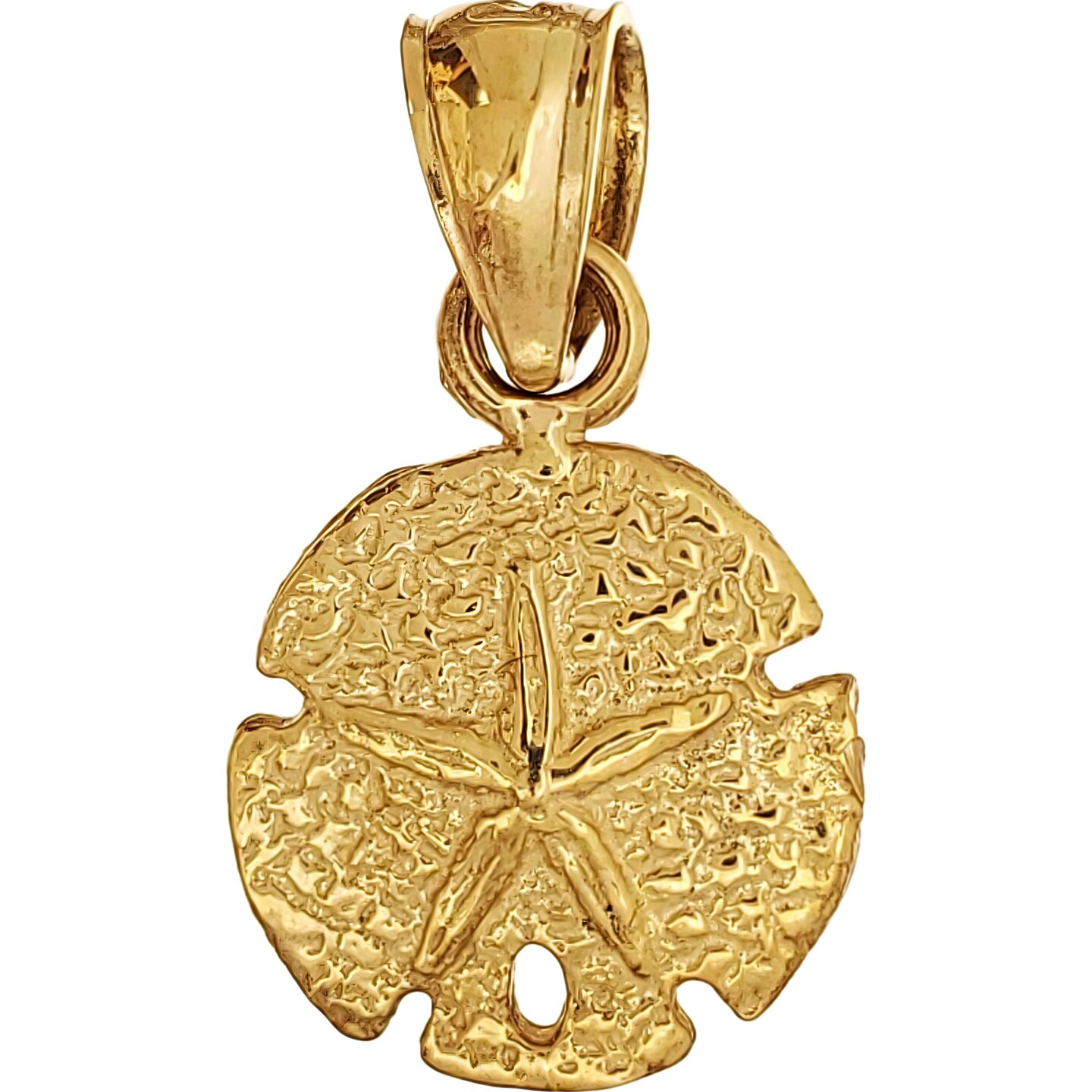 Sand Dollar Charm Diamond-Cut 14k Gold 14mm