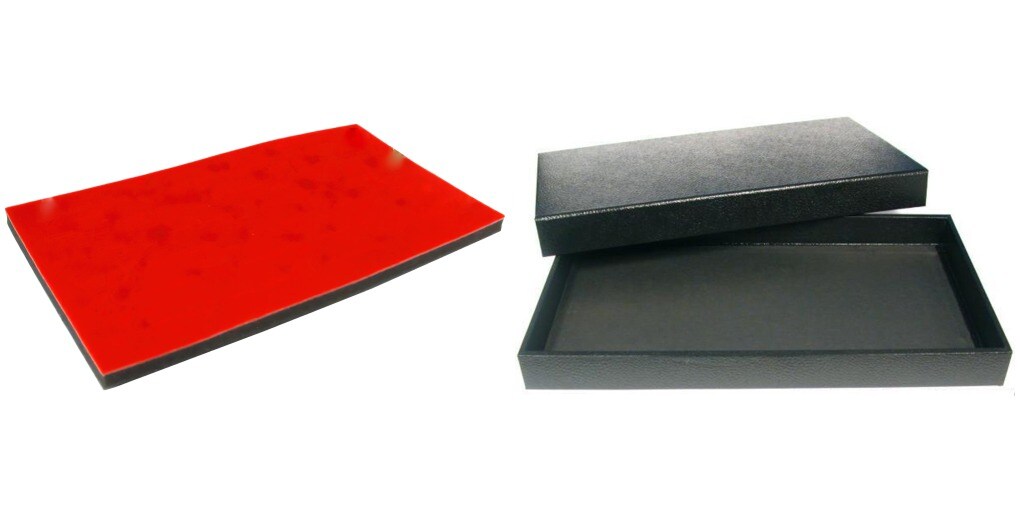 Black Jewelry Display Case (Removable Magnetic Lid) w/ Red Foam 72-slot Display