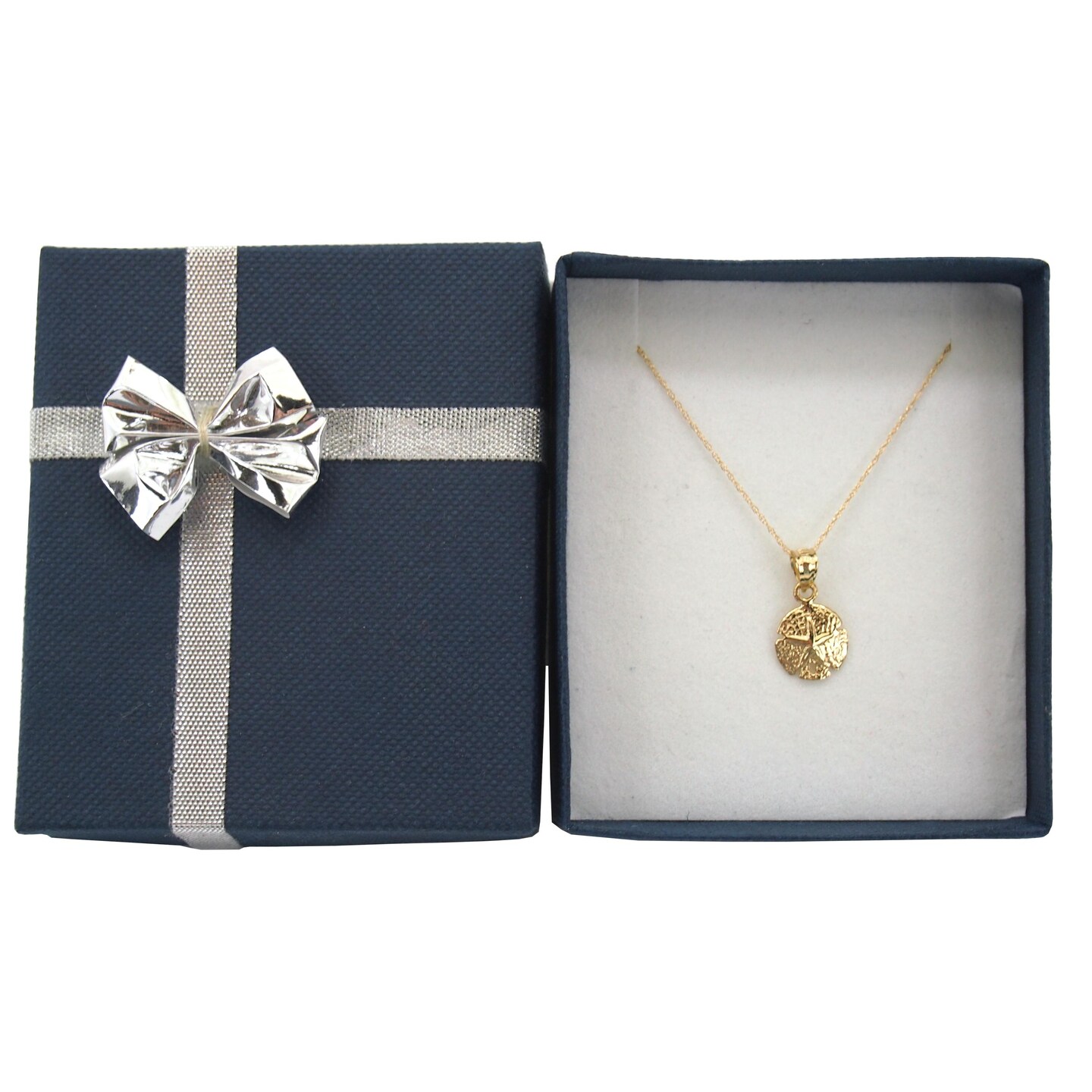 14k Yellow Gold Sand Dollar Charm with 18&#x22; Gold Cable Chain &#x26; Gift box