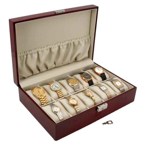 10 Watch Rosewood Display Case Storage Jewelry Box Michaels