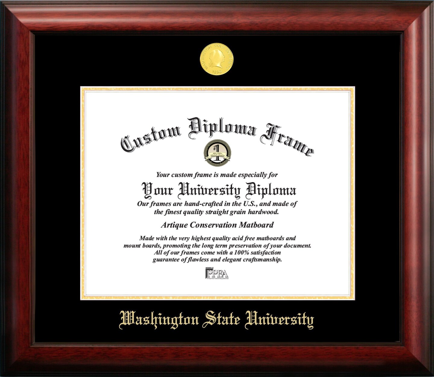 Washington State University 14w x 11h Gold Embossed Diploma Frame
