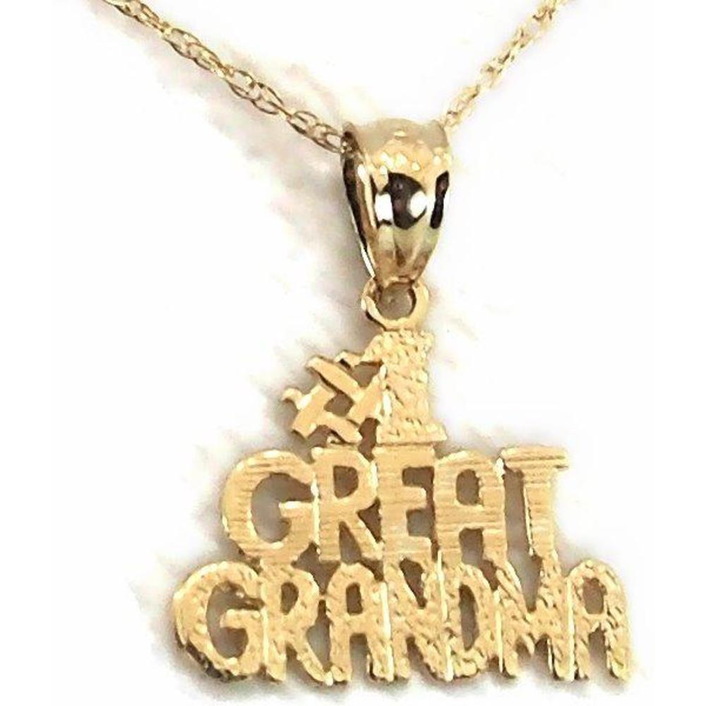 14K Gold #1 Great Grandma Charm 18&#x22; Chain Jewelry