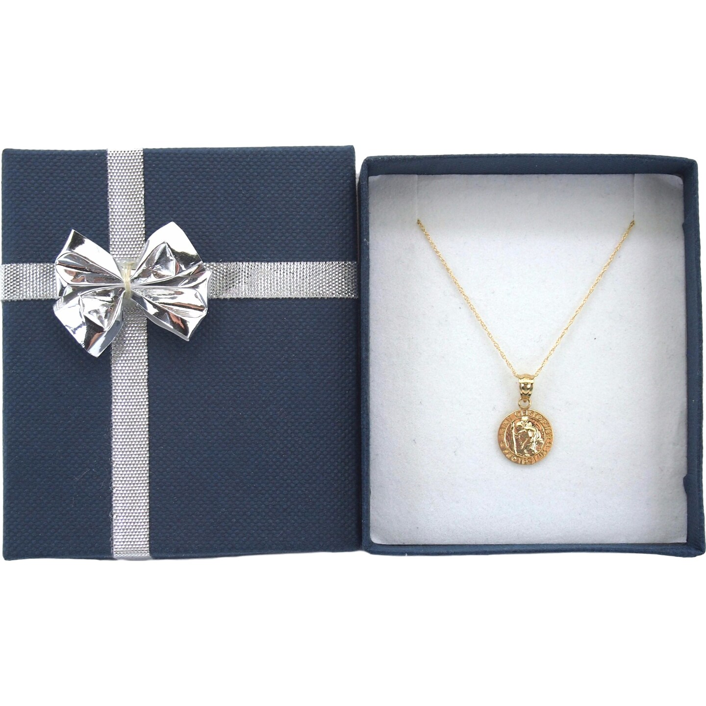 14k Yellow Gold St.Christopher Medal Charm with 18&#x22; Gold Cable Chain &#x26; Gift box