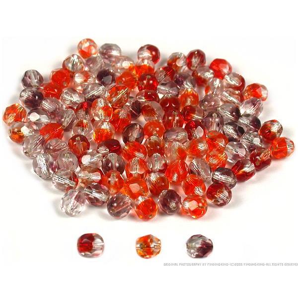 100 Fire Polished Faceted Glass Beads Red Beading 6mm