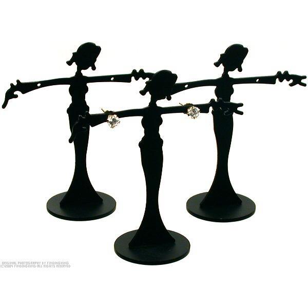3 Black Metal Earring Dancer Jewelry Showcase Display Stands 2.5&#x22;